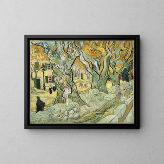 Les Réparateurs de routes - Vincent van Gogh — framed artwork on a wall