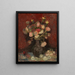 Vase with Chinese asters and gladioli - Vincent van Gogh — framed artwork on a wall