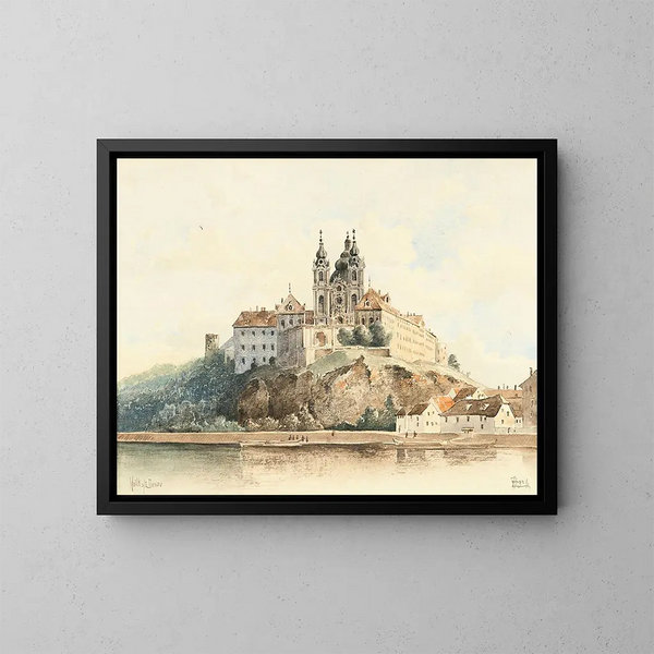 Abbey of Melk on the Danube - Vincenz Hawlicek — framed artwork on a wall