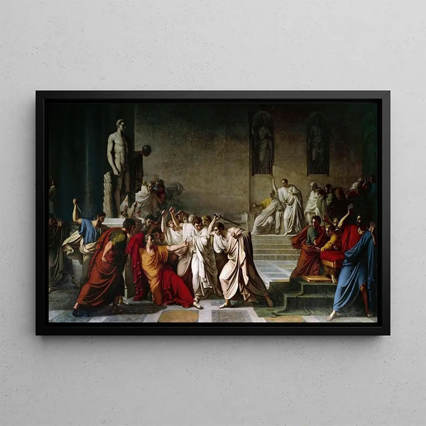 The Death of Caesar - Vincenzo Camuccini — framed artwork on a wall