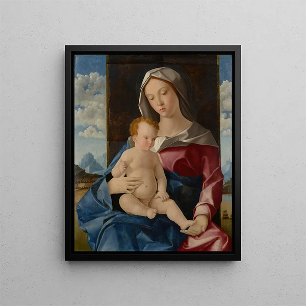 Virgin and Child Painting - Vincenzo Catena — framed artwork on a wall