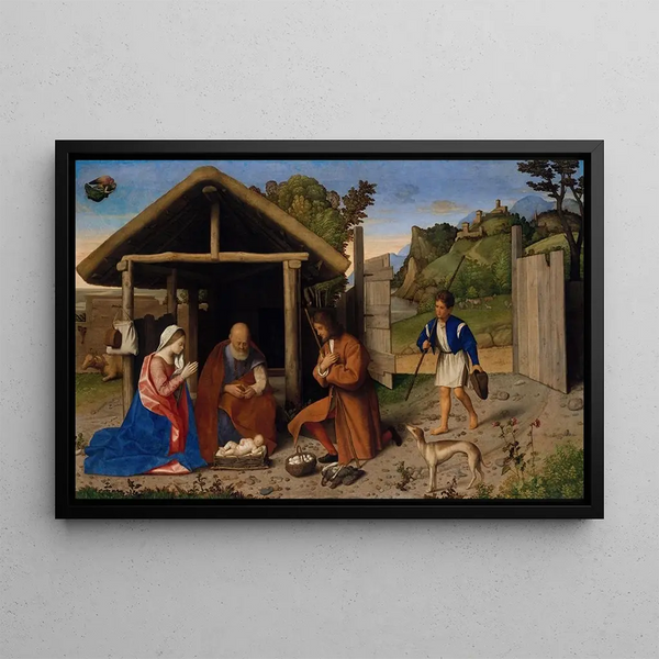 L'Adoration des Bergers - Vincenzo Catena — framed artwork on a wall