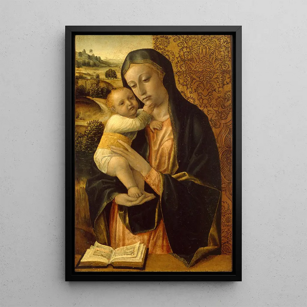 Virgin and Child Painting - Vincenzo Foppa — framed artwork on a wall