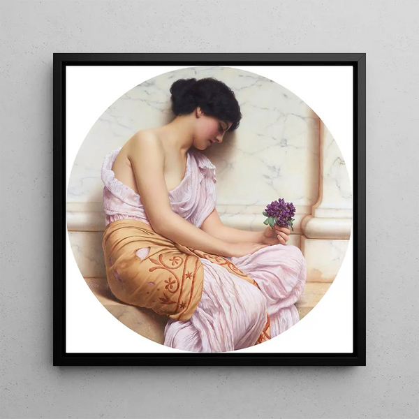 Violettes Douces - John William Godward — framed artwork on a wall
