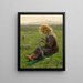 Little girl with a wildflower garland - Virginie Demont - Breton — framed artwork on a wall