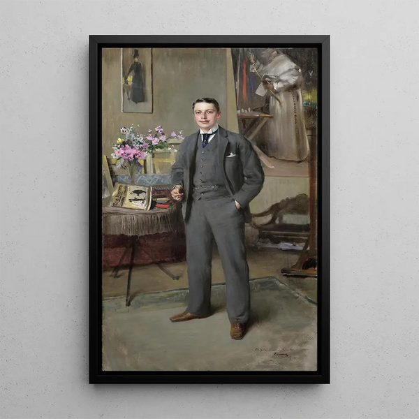 Portrait of a Man - Vittorio Matteo Corcos — framed artwork on a wall