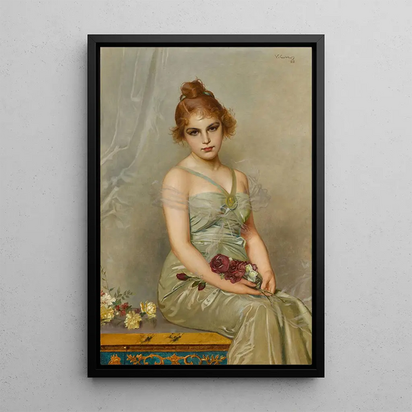 The Bouquet - Vittorio Matteo Corcos — framed artwork on a wall