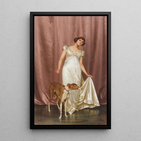 A Lady in Elegance - Vittorio Reggianini — framed artwork on a wall