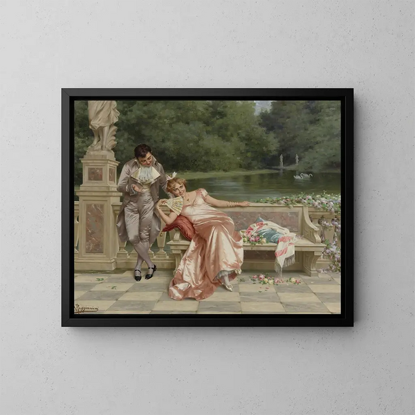 La flirtation - Vittorio Reggianini — framed artwork on a wall