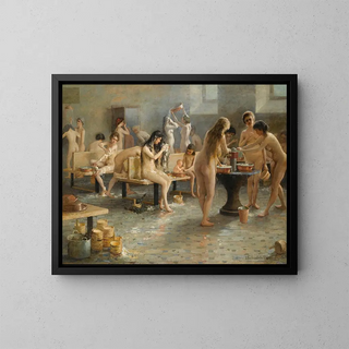 In the bath - Vladimir Alexandrovich Plotnikov — framed artwork on a wall