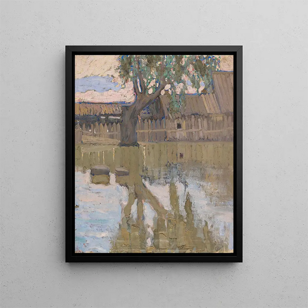 Tree and its reflection in the water - Vladimir Baranov-Rossiné — framed artwork on a wall