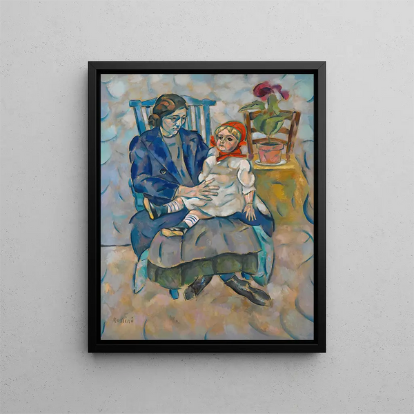 Girl with a Doll - Vladimir Baranov-Rossiné — framed artwork on a wall