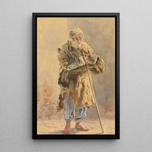 Portrait of a Serf - Vladimir Egorovich Makovsky — framed artwork on a wall