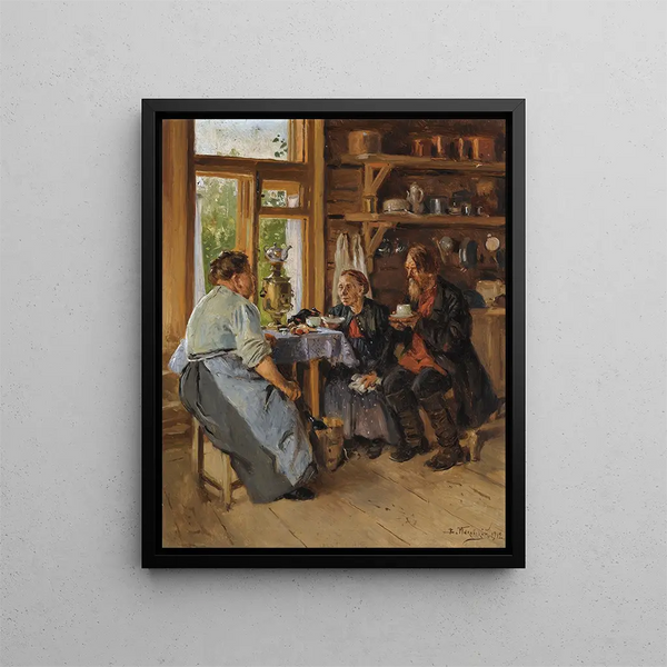 Visit to the Cook's House - Vladimir Egorovich Makovsky — framed artwork on a wall