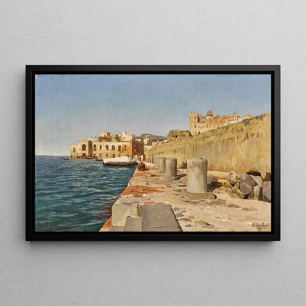 View of the Port of Pozzuoli - Vladimir Donatovitch Orlovsky — framed artwork on a wall