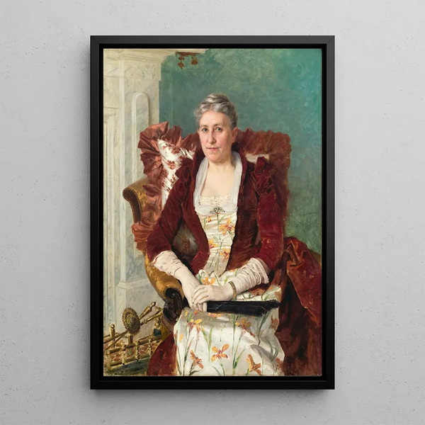 Portrait Painting of Anne Hepburn - Vlaho Bukovac — framed artwork on a wall