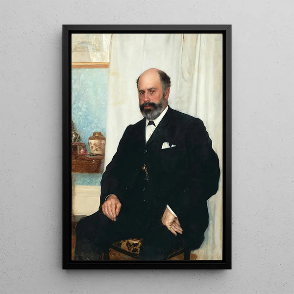 Portrait of George Hepburn - Vlaho Bukovac — framed artwork on a wall