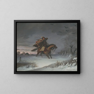 Cavalier à cheval - Vojtech Klimkovič — framed artwork on a wall