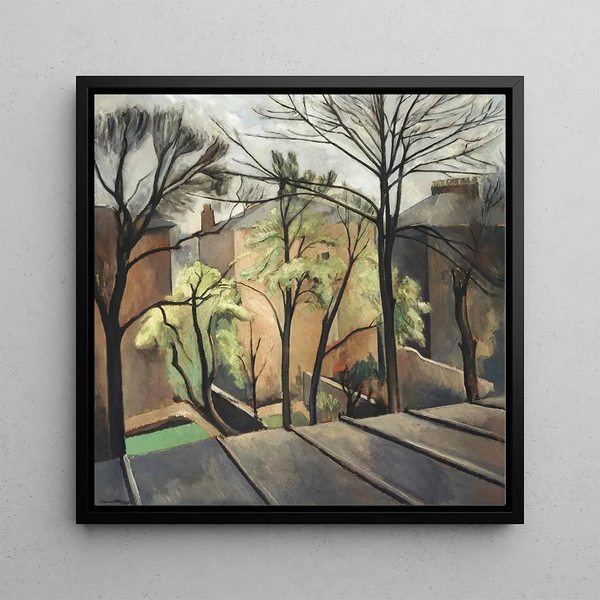 Rear view of Hampstead house - Bernard Meninsky — framed artwork on a wall