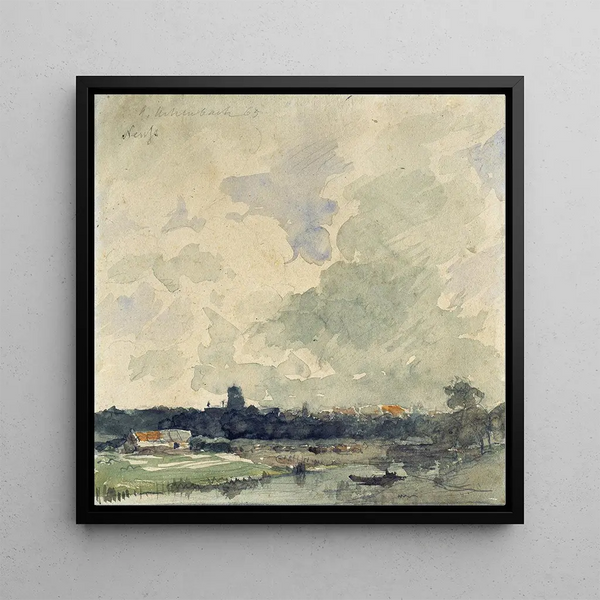 View of Neuss - Andreas Achenbach — framed artwork on a wall
