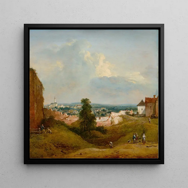 the Vue de l'Albrechtsburg à Klosterneuburg - Johann Christian Brand — framed artwork on a wall