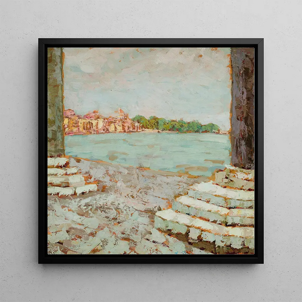View of the Piazzetta in Venice - Jan Bohuszewicz — framed artwork on a wall