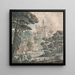 View of a landscape of a ruined castle with a wooden bridge and a figure fishing - Henry Swinburne — framed artwork on a wall