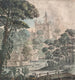 View of a landscape of a ruined castle with a wooden bridge and a figure fishing - Henry Swinburne — artwork view