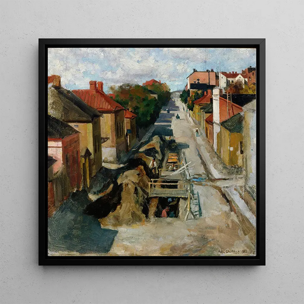 View from Fredrikinkatu - Akseli Gallen-Kallela — framed artwork on a wall