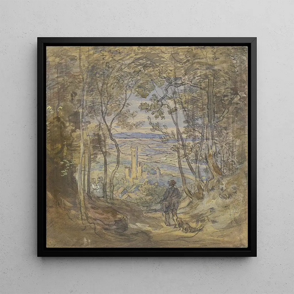 View from the forest on Eppstein - Anton Burger — framed artwork on a wall
