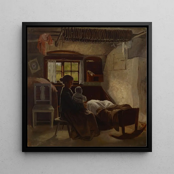 Interior view painting of a Uusimaa living room - Albert Edelfelt — framed artwork on a wall