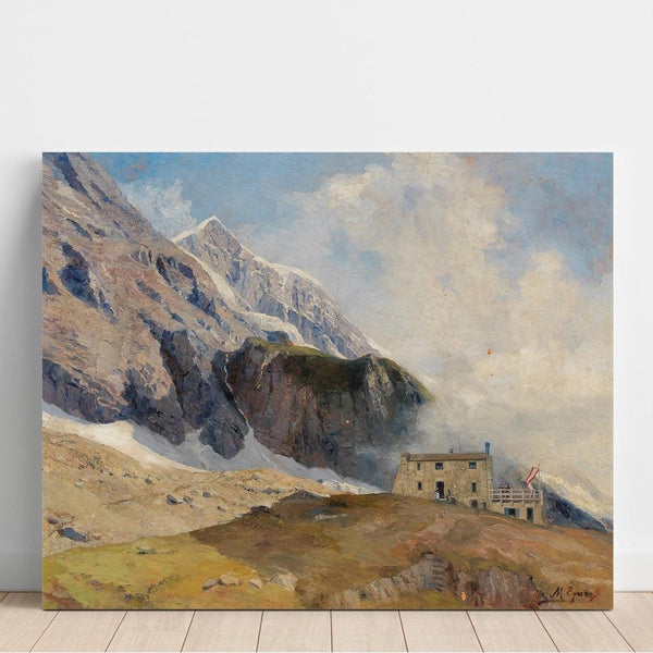 Reproduction of the painting View of the Mainzer Hütte, Hohen Tauern with the Großen Wiesbachhorn in the background - Marie Egner