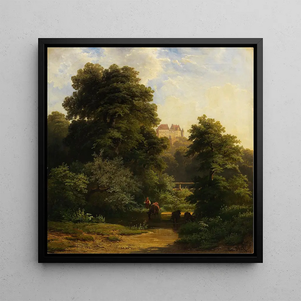 View of Schlzburg Castle - Christian Mali — framed artwork on a wall