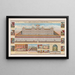 Elevation painting of the beautiful and detailed Solomon's temple - W.W. Holland — framed artwork on a wall