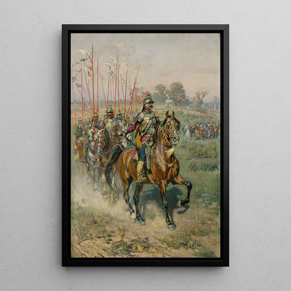 Procession of Hussars - Wacław Pawliszak — framed artwork on a wall