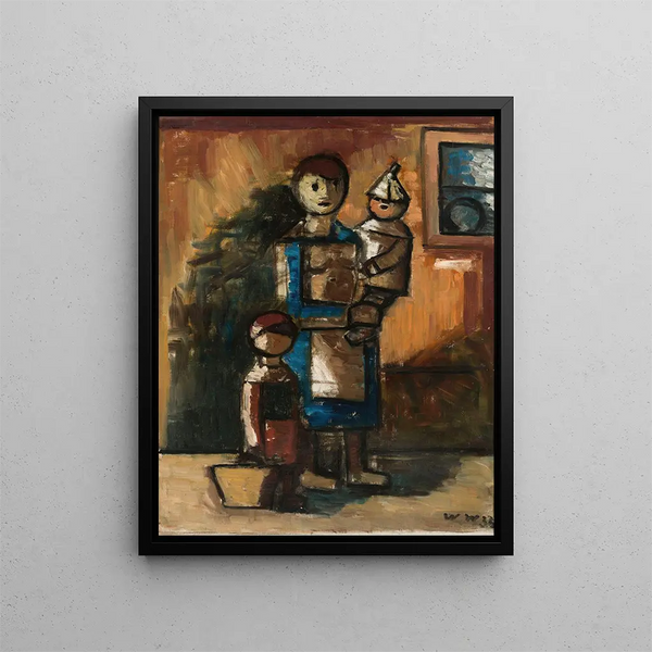 Mother with children - Wacław Wśowicz — framed artwork on a wall
