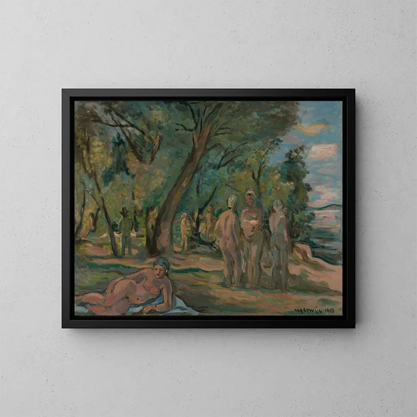 Painter and models - Wacław Wśowicz — framed artwork on a wall