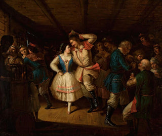 a Folk dance from the Kraków region in a tavern - Władysław Bakałowicz — artwork view