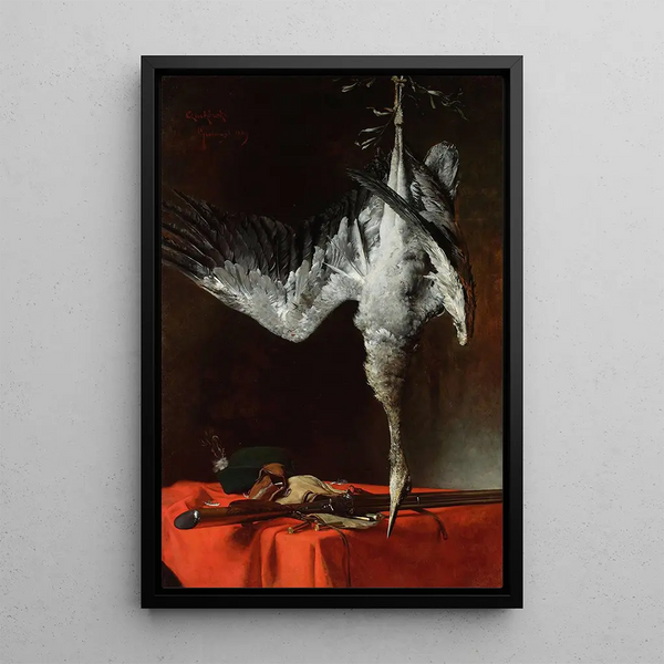 Still life with a heron - Władysław Czachórski — framed artwork on a wall