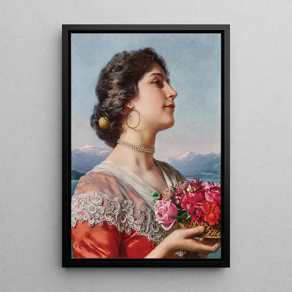 Young Flower Girl - Władysław Czachórski — framed artwork on a wall