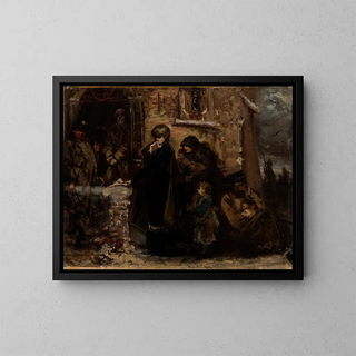 in front of a church - Władysław Rossowski — framed artwork on a wall