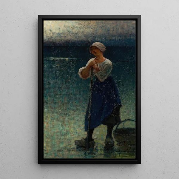 Green Fisherwoman - Władysław Wankie — framed artwork on a wall