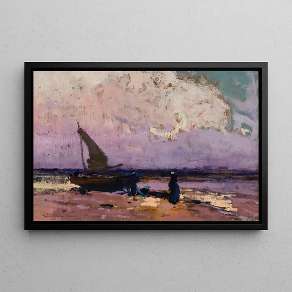Marine painting of a sailboat - Władysław Wankie — framed artwork on a wall
