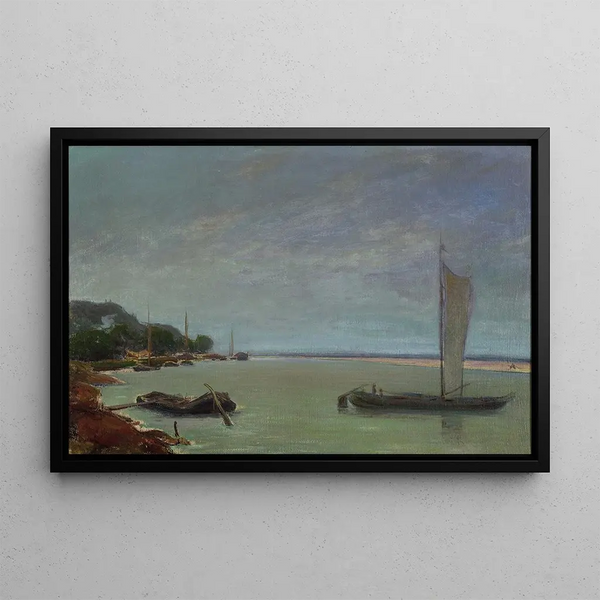 Boat with sails hoisted - Władysław Ślewiński — framed artwork on a wall