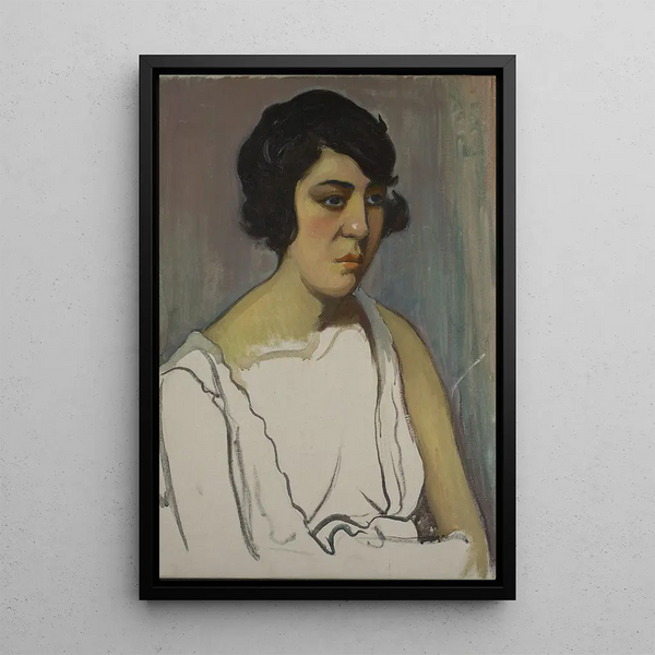 Head of a Brunette - Władysław Ślewiński — framed artwork on a wall