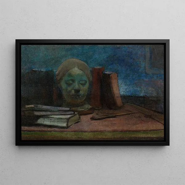 Mask and Books - Władysław Ślewiński — framed artwork on a wall