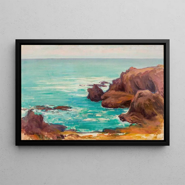 Ocean painting with white waves - Władysław Ślewiński — framed artwork on a wall