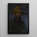Self-portrait with straw hat - Władysław Ślewiński — framed artwork on a wall