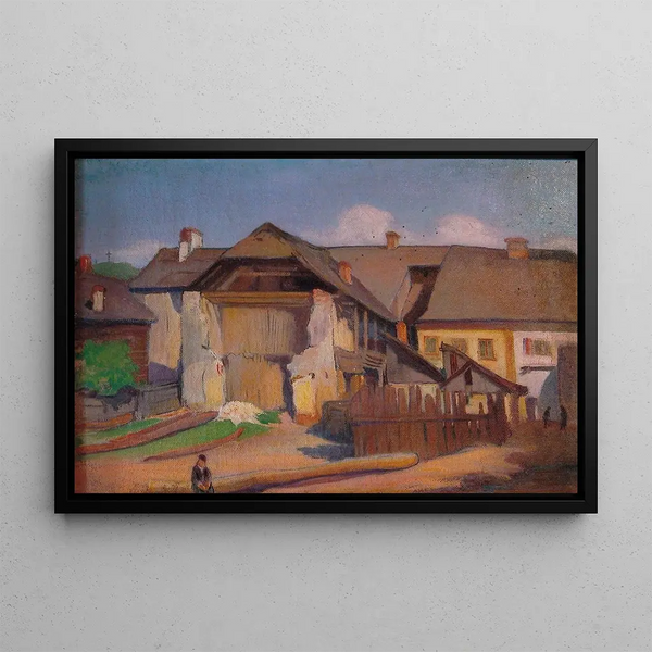 Fragment de mur et un garçon - Władysław Ślewiński — framed artwork on a wall
