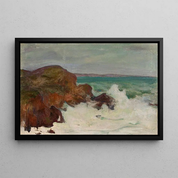 Waves in a Rocky Bay - Władysław Ślewiński — framed artwork on a wall